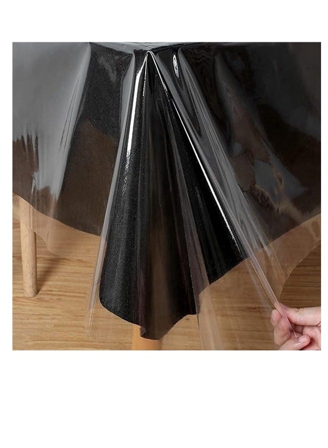 ميكسد حامي طاولة بلاستيك شفاف ومقاوم للماء، يحمي من البقع وسهل التنظيف، غطاء مائدة مستطيل شفاف من الفينيل، مناسب للأماكن المغلقة والهواء الطلق، مقاس 140x300 سم. - Image 1