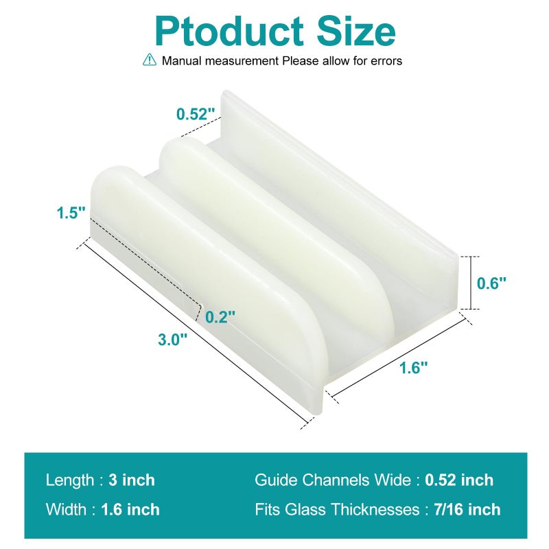 VYH M6219 Sliding Shower Door Bottom Track (Top-Hung Shower Door Track), Suitable for 7/16-inch Thick Glass, 1/2-inch Channels, Glass Shower Door Plastic Track M6219 (2 Pack) - Image 2