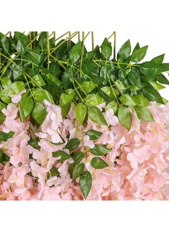 Home Buy HOME BUY 12 Pack (43.2 FT) Artificial Wisteria Vine Ratta Fake Wisteria Hanging Garland Silk Long Hanging Bush Flowers String Home Party Wedding Decor (12 Pack, Blush Peach)  - Image 4