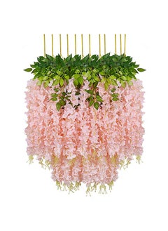 Home Buy HOME BUY 12 Pack (43.2 FT) Artificial Wisteria Vine Ratta Fake Wisteria Hanging Garland Silk Long Hanging Bush Flowers String Home Party Wedding Decor (12 Pack, Blush Peach)  - Image 1