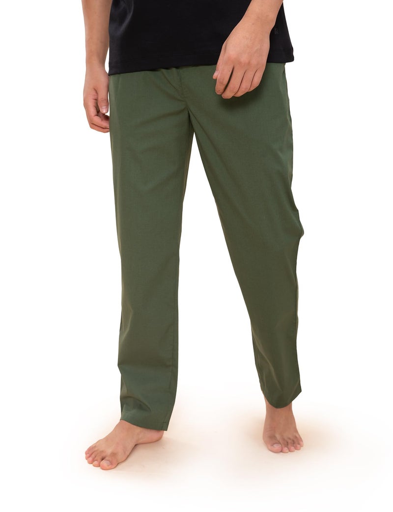 DaMENSCH The Stretch Men's Woven Cotton Tapered Fit Pyjama Pants- Forest Green- XX-Large - Image 1