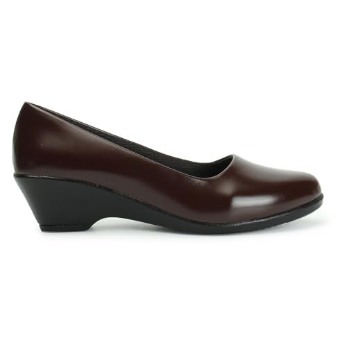 XE Looks Women's Brown Wedge Bellies | Slip-On Formal Shoes | Cushioned Footbed for Comfort | Stylish & Durable Design Bellies For Girls & Women - Image 5