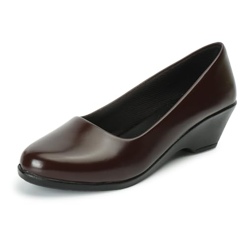 XE Looks Women's Brown Wedge Bellies | Slip-On Formal Shoes | Cushioned Footbed for Comfort | Stylish & Durable Design Bellies For Girls & Women - Image 1