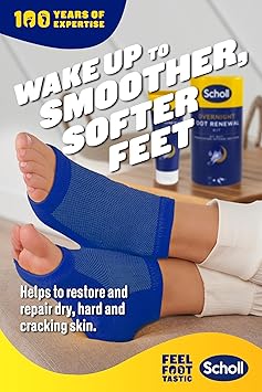 Scholl Overnight Renewal Kit Footcare Cream 60 ml Reusable Gel Heel Sleeves 1 Pair Moisturise Dry Feet Visible Results in 1 Night Contains 5 Urea and Shea Butter Podiatrist Approved - Image 2