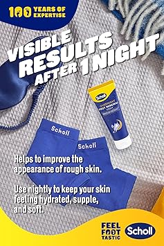 Scholl Overnight Renewal Kit Footcare Cream 60 ml Reusable Gel Heel Sleeves 1 Pair Moisturise Dry Feet Visible Results in 1 Night Contains 5 Urea and Shea Butter Podiatrist Approved - Image 4