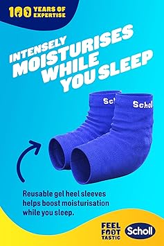 Scholl Overnight Renewal Kit Footcare Cream 60 ml Reusable Gel Heel Sleeves 1 Pair Moisturise Dry Feet Visible Results in 1 Night Contains 5 Urea and Shea Butter Podiatrist Approved - Image 3