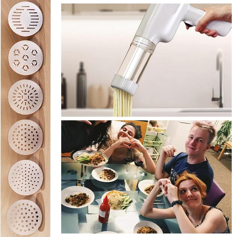 Mugath Handheld Electric Noodle Machine Portable Italian Noodle Making Machine with Mold and Cutting Tools 6in1 Cordless Noodle Machine Automatic Dough Pressing Machine - Image 5