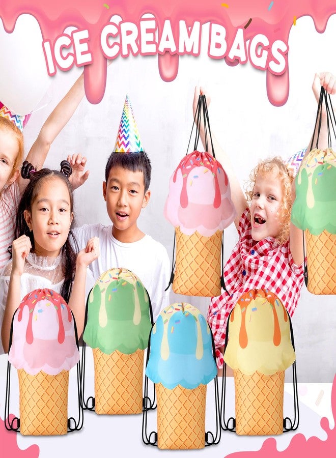 Sunnymove 16 Pcs Ice Cream Party Favor Bags Drawstring Ice Cream Cute Backpacks Summer Sweet Candy Goodie Treat Gift Bags for Two Sweet Birthday Party Baby Shower Wedding Donut Decoration (Cones - Image 5
