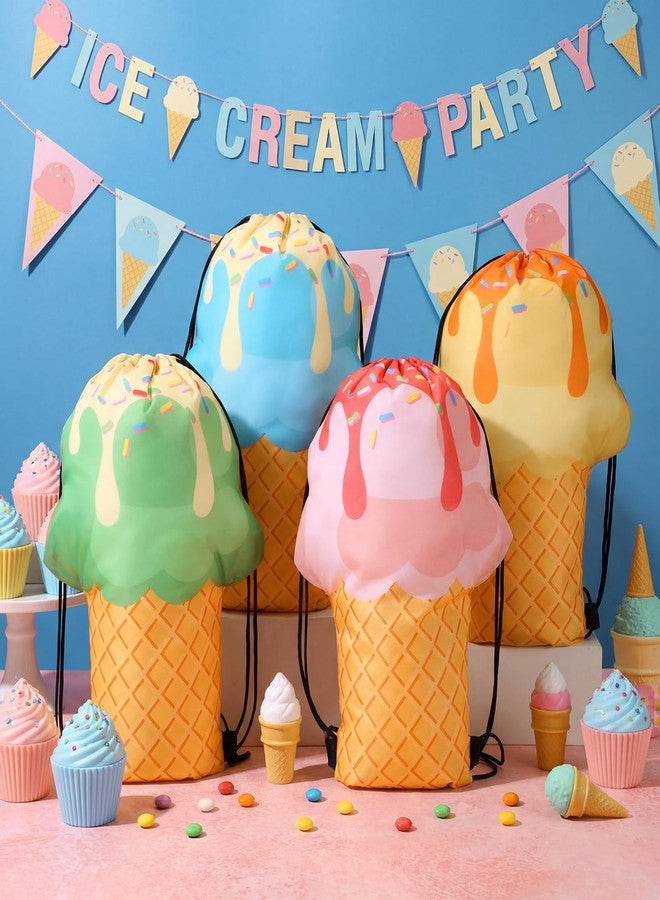 Sunnymove 16 Pcs Ice Cream Party Favor Bags Drawstring Ice Cream Cute Backpacks Summer Sweet Candy Goodie Treat Gift Bags for Two Sweet Birthday Party Baby Shower Wedding Donut Decoration (Cones - Image 4