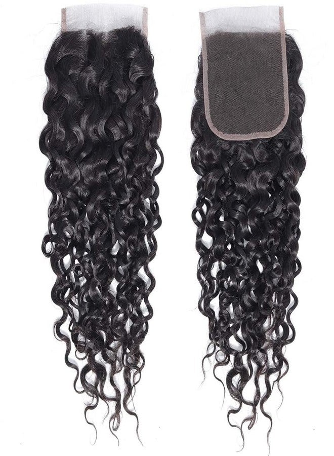 QTHAIR 18A Water Wave Transparent HD Lace Closure 4x4 Free Part 16" #1b 150% Density Unprocessed Wet and Wavy Virgin Human Hair Frontal - Image 5