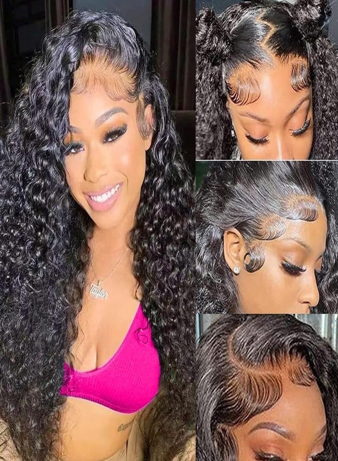 QTHAIR 18A Water Wave Transparent HD Lace Closure 4x4 Free Part 16" #1b 150% Density Unprocessed Wet and Wavy Virgin Human Hair Frontal - Image 1