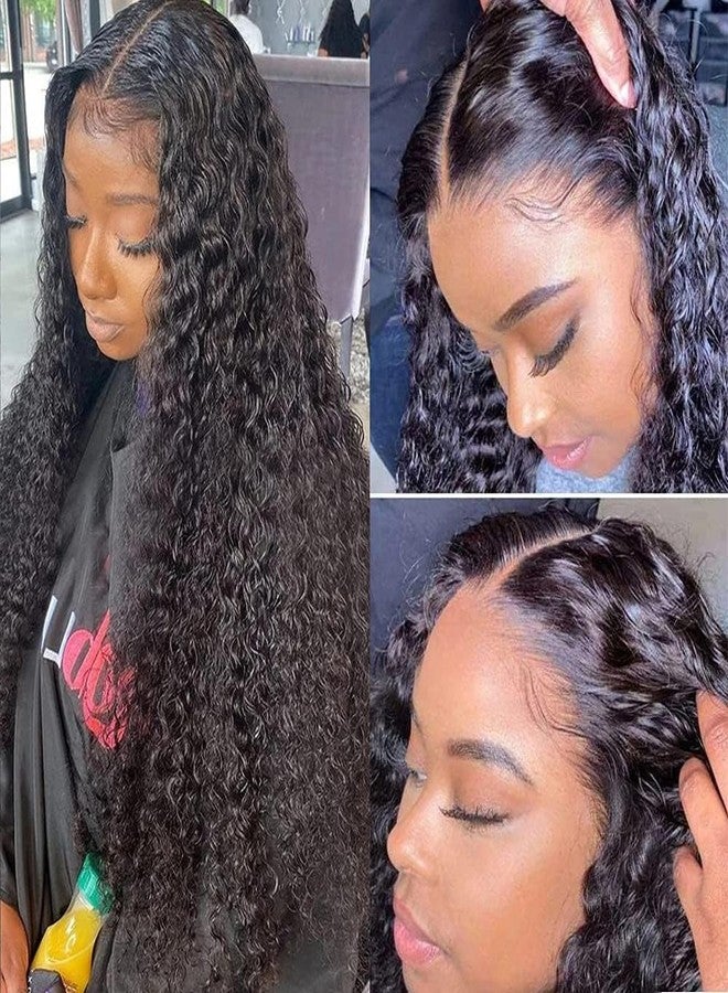 QTHAIR 18A Water Wave Transparent HD Lace Closure 4x4 Free Part 16" #1b 150% Density Unprocessed Wet and Wavy Virgin Human Hair Frontal - Image 3