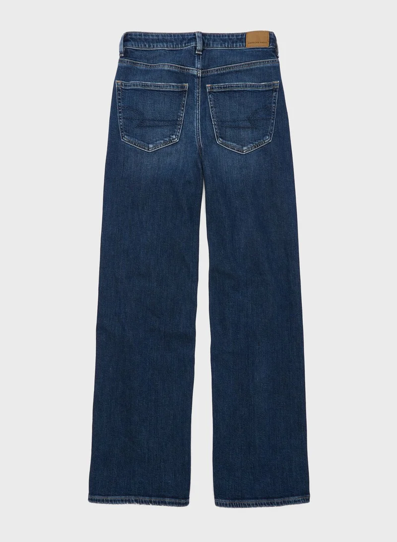 امريكان ايجل High Waist Straight Fit  Ripped Jeans