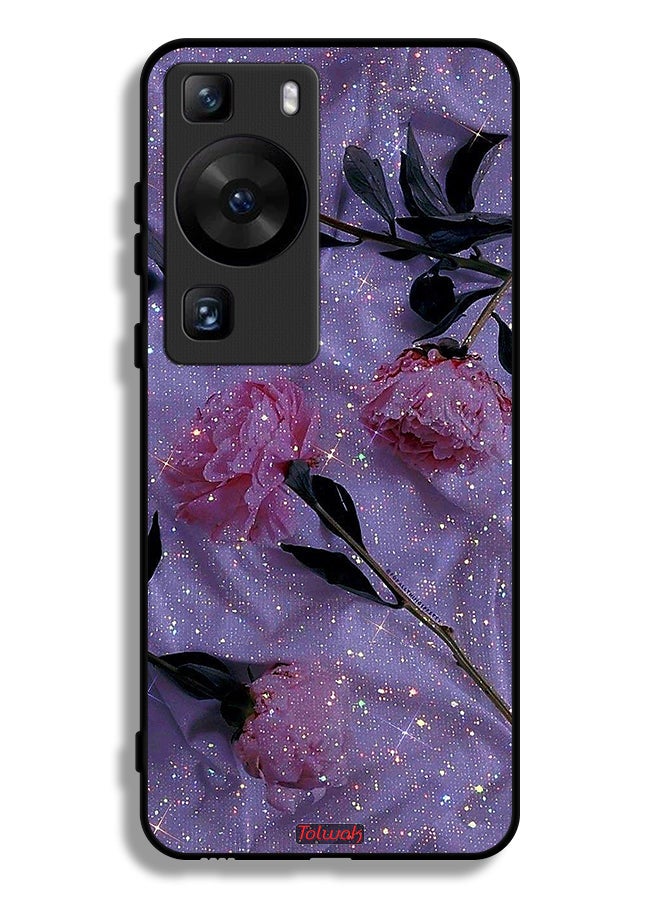Tolwak Huawei P60 Pro Protective Case Cover Glitter Roses - Image 1
