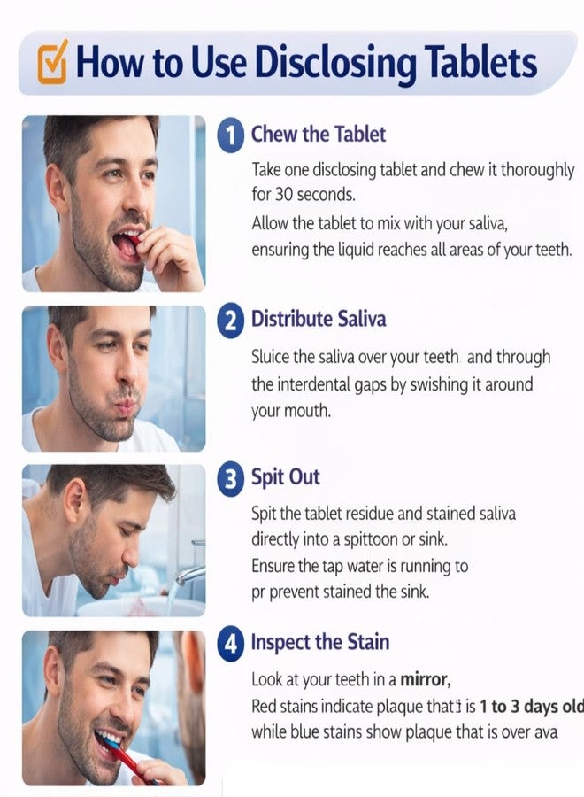 InstruDent Dr Denti Disclosing Tablets for Plaque Detection Dual Color Indicators Red Blue Diagnostic Oral Hygiene Aid for Home and Educational Use Pack of 28 - Image 2