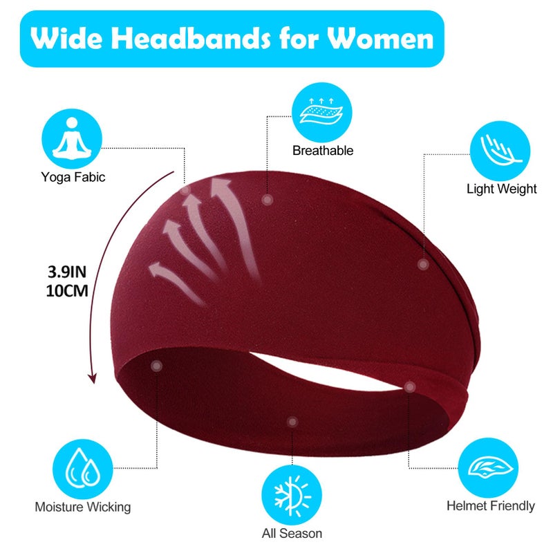 RITOPER 10 Pack Wide Headbands, Workout Yoga Running Boho Hair Wraps, Non-Slip Thick Sweat Bands for Active Women - Image 4