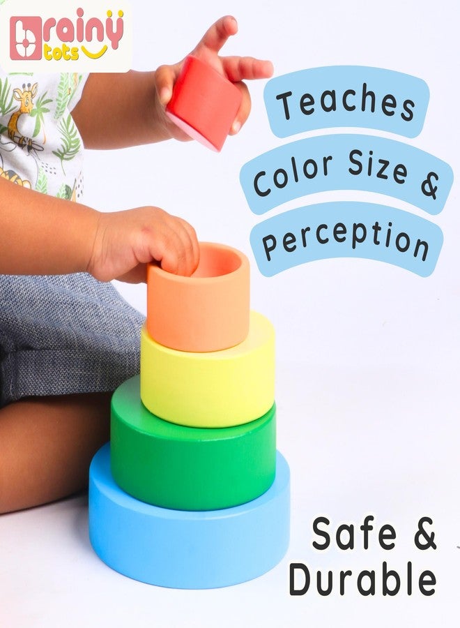 Brainytots Colorful Wooden Nesting Bowls | Montessori Stacking Toy for Kids to Improve Spatial Awareness and Coordination Skills - Image 4