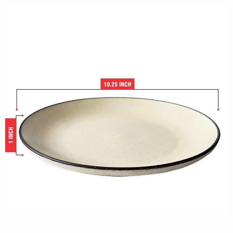 Pure Source India Ceramic Dinner Plate with Bowl Set of 2 Pieces (Ivory White Dotted, 10 inches) - Image 4