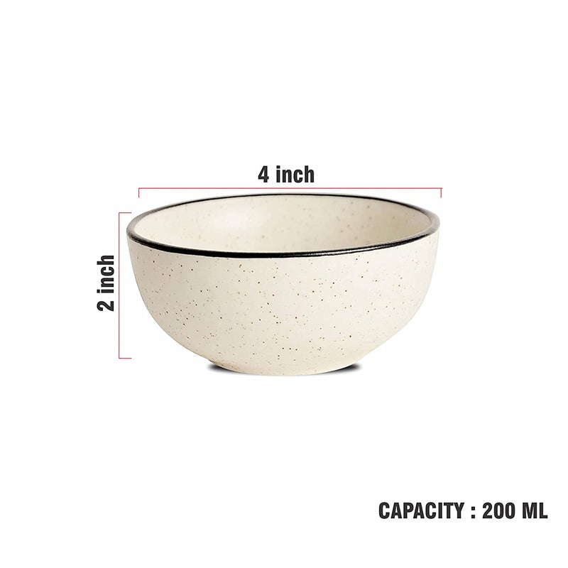 Pure Source India Ceramic Dinner Plate with Bowl Set of 2 Pieces (Ivory White Dotted, 10 inches) - Image 5