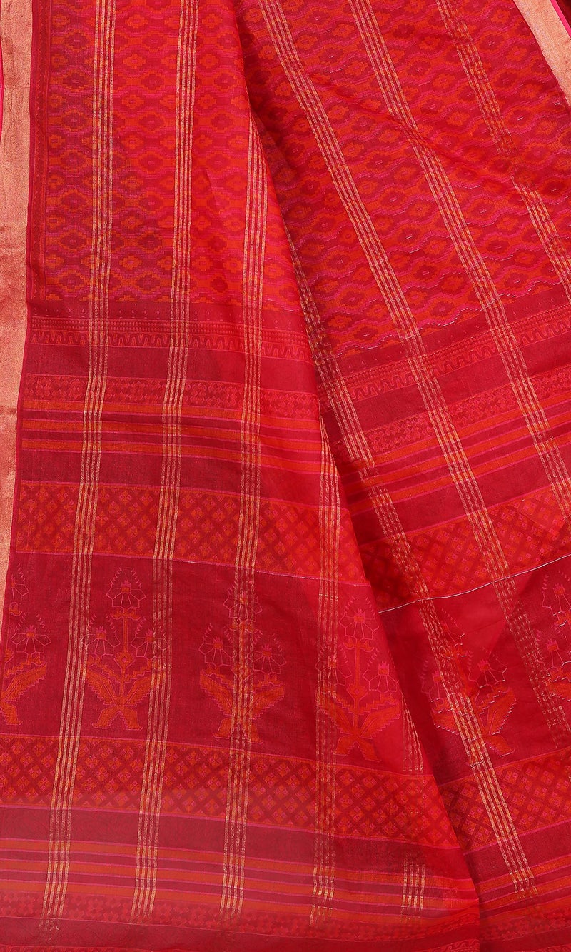 RATAN Pure Cotton Printed Mul Mul Saree for Women without Blouse Piece (BLR-2102_Red) - Image 3