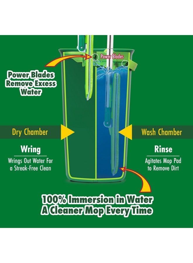Libman Libman Rinse 'n Wring Mop and Bucket System | Microfiber Floor Mop | Hardwood Floor Cleaner | Wet & Dry Mop | Clean & Dirty Water Chambers | Power Blades | 2 Total Microfiber Pads,Green  - Image 4