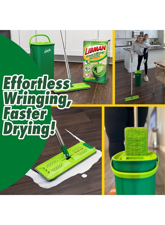 Libman Libman Rinse 'n Wring Mop and Bucket System | Microfiber Floor Mop | Hardwood Floor Cleaner | Wet & Dry Mop | Clean & Dirty Water Chambers | Power Blades | 2 Total Microfiber Pads,Green  - Image 5