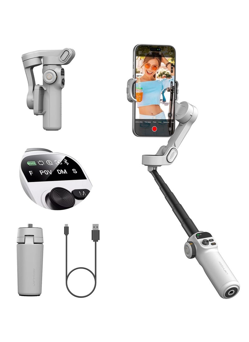 AOCHUAN Smart X2 3-axis smartphone gimbal stabilizer, built-in 20 cm extension rod, portable tripod, 360° rotation shooting, video recording  - Image 1