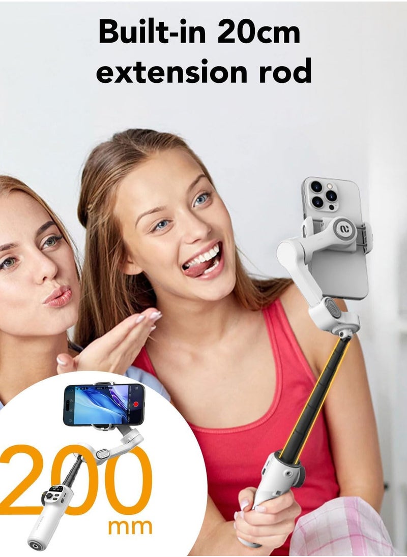 AOCHUAN Smart X2 3-axis smartphone gimbal stabilizer, built-in 20 cm extension rod, portable tripod, 360° rotation shooting, video recording  - Image 2