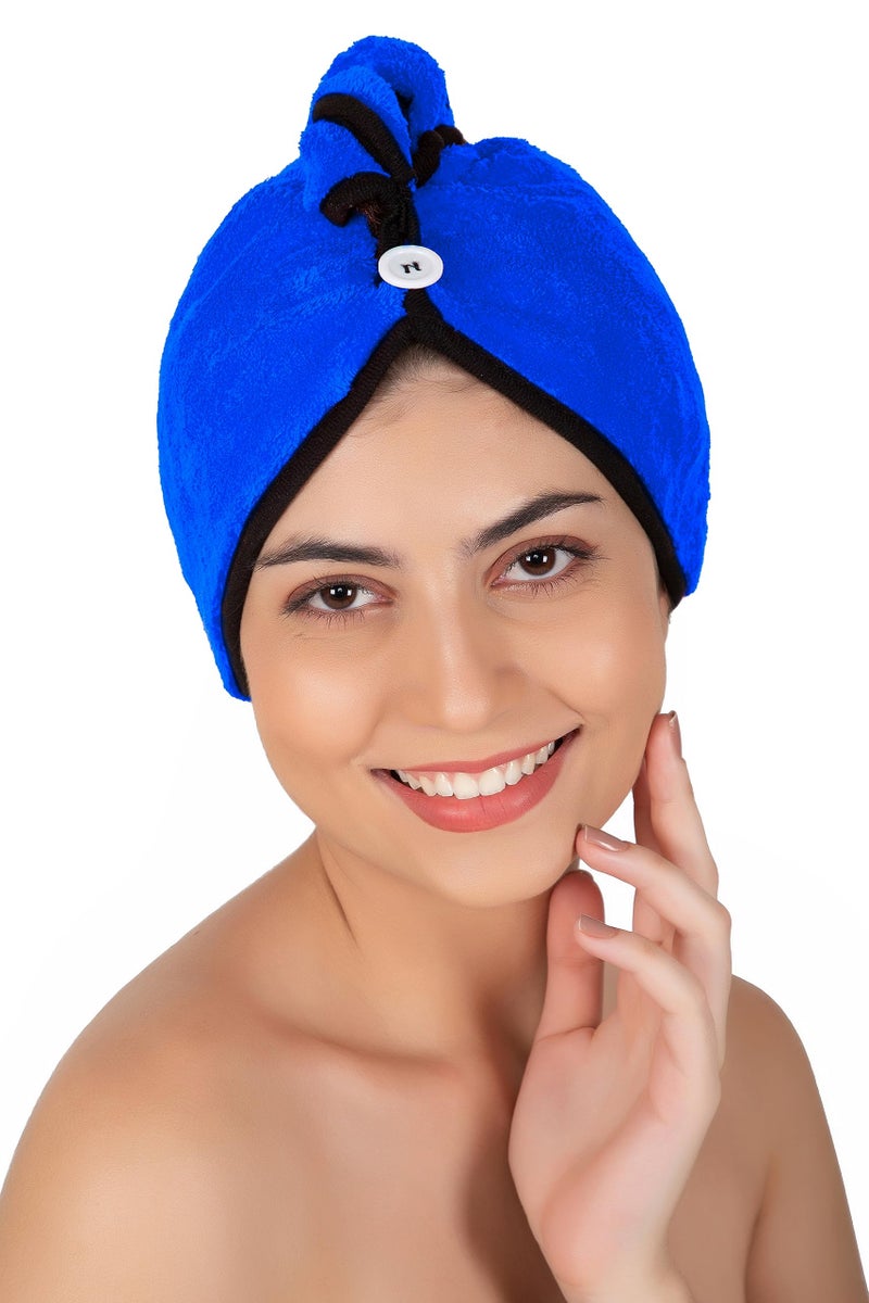 SOFTSPUN Microfiber Hair Cap 1 Pcs 70X25 cm Blue 280 GSM Super Absorbent Quick Dry Hair Turban for Drying All Kinds of Hair Straight or Curly Short or Long Thin or Thick Hair. - Image 3