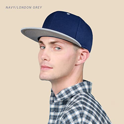 CHOK.LIDS Flat Bill Visor Classic Snapback Hat Blank Adjustable Brim High Top End Trendy Color Style Plain Tone Baseball Cap (Charcoal/Black) - Image 3