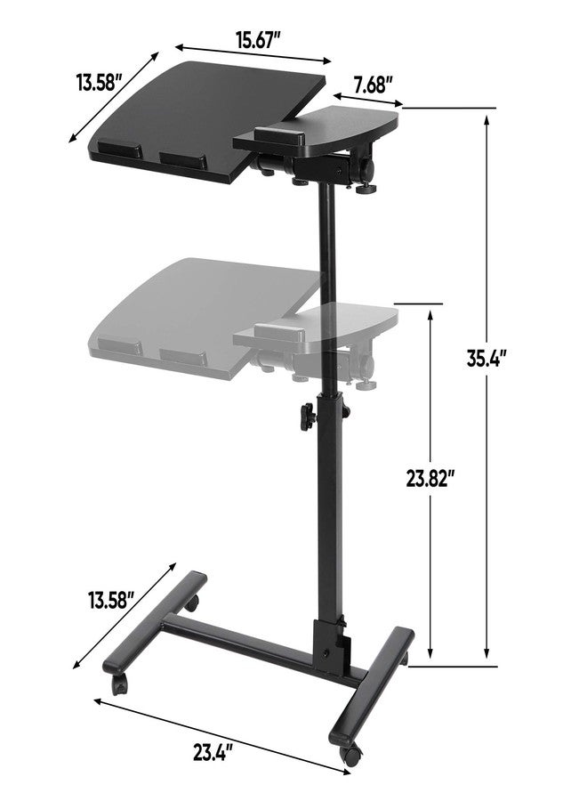 Smartxchoices Mobile Laptop Desk Angle Height Adjustable Laptop Stand Rolling Desk Cart with Wheels, Laptop Desk Table, Computer Holder w/Side Table and Casters - 180° Tilt 360° Swivel - Image 3