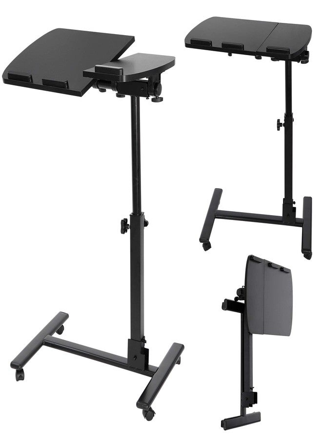 Smartxchoices Mobile Laptop Desk Angle Height Adjustable Laptop Stand Rolling Desk Cart with Wheels, Laptop Desk Table, Computer Holder w/Side Table and Casters - 180° Tilt 360° Swivel - Image 2