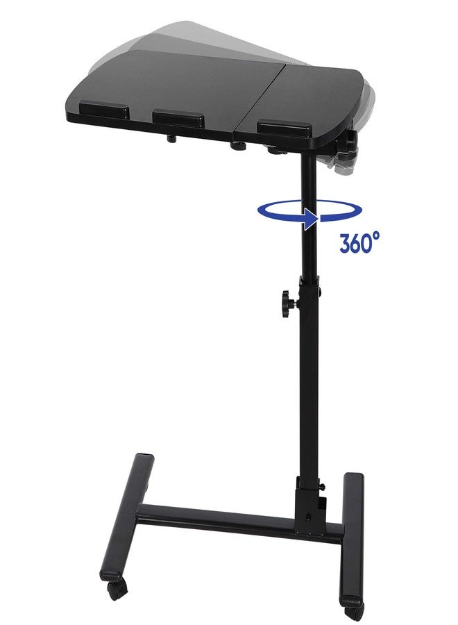 Smartxchoices Mobile Laptop Desk Angle Height Adjustable Laptop Stand Rolling Desk Cart with Wheels, Laptop Desk Table, Computer Holder w/Side Table and Casters - 180° Tilt 360° Swivel - Image 4