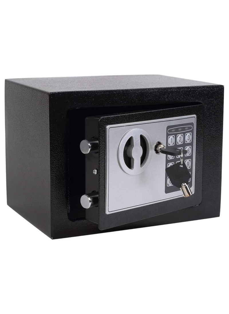 Small Money Safe Box with Keypad & Keys, Money Lock Boxes, Electronic Personal Security Safe Hidden Lock Box, Safety Boxes Steel Alloy for Home Office Hotel Rooms Business Jewelry Cash - Image 1