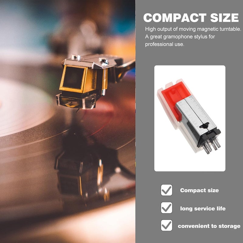 Record Player Needle and Aluminum Stylus Replacement for Phonograph Turntables, Red Vinyl Audio Needle Accessory Compatible with Gramophone Players - Image 4
