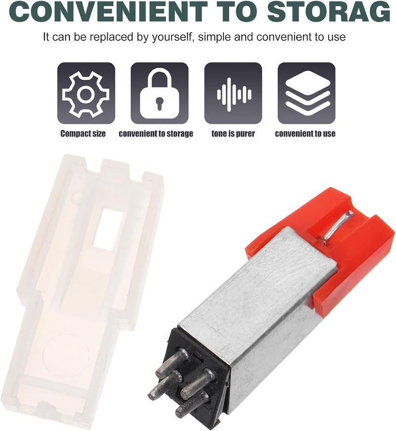 Record Player Needle and Aluminum Stylus Replacement for Phonograph Turntables, Red Vinyl Audio Needle Accessory Compatible with Gramophone Players - Image 5