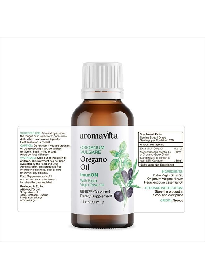 Aromavita , ImunON Greek Oregano Oil - Essential Oil Oregano Containing Over 86-90% Carvacrol - Natural, Vegan Friendly Oregano Oil Dietary Supplement - Image 2