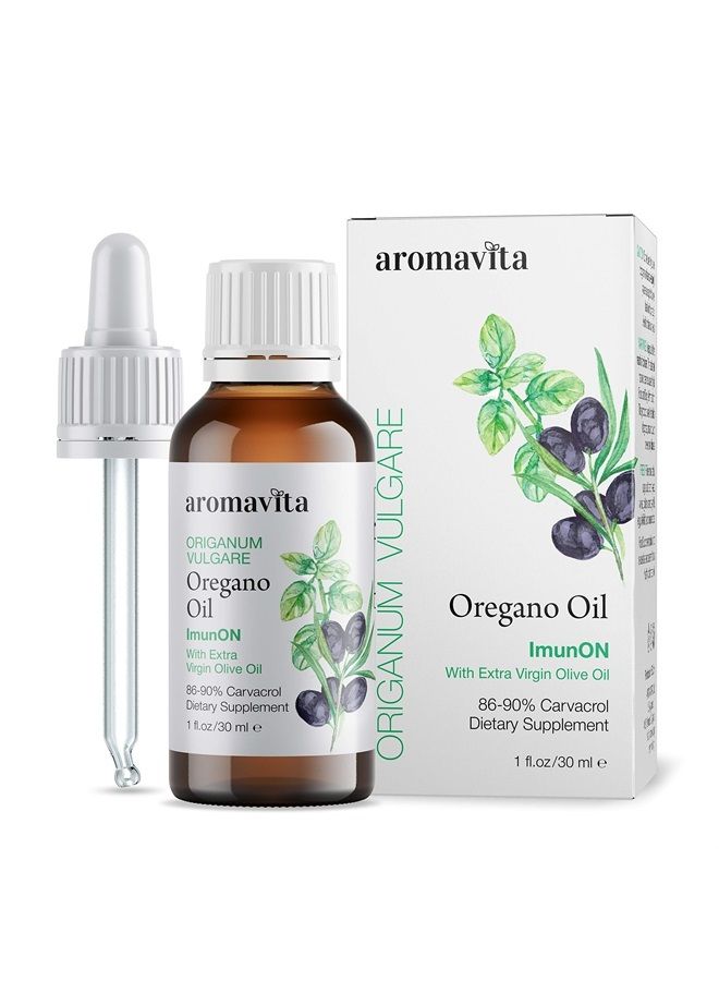 Aromavita , ImunON Greek Oregano Oil - Essential Oil Oregano Containing Over 86-90% Carvacrol - Natural, Vegan Friendly Oregano Oil Dietary Supplement - Image 1