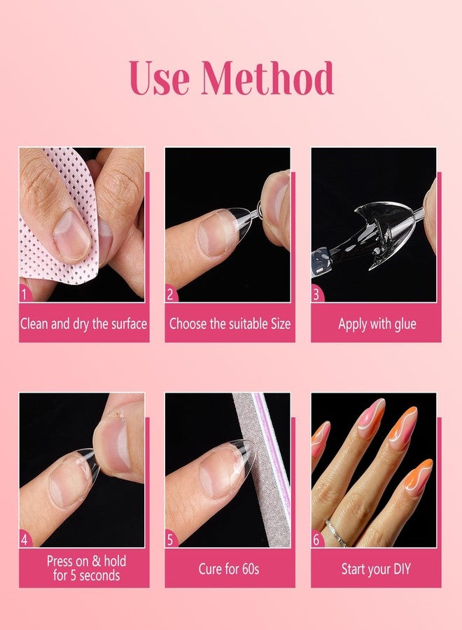LIONVISON Short Almond Nail Tips Half Cover, 600PCS Extra Short Almond Soft Gel Nail Tips, Pre-shaped Clear False Nails with Handles for Acrylic Nail Salon with Box 12 Sizes - Image 4