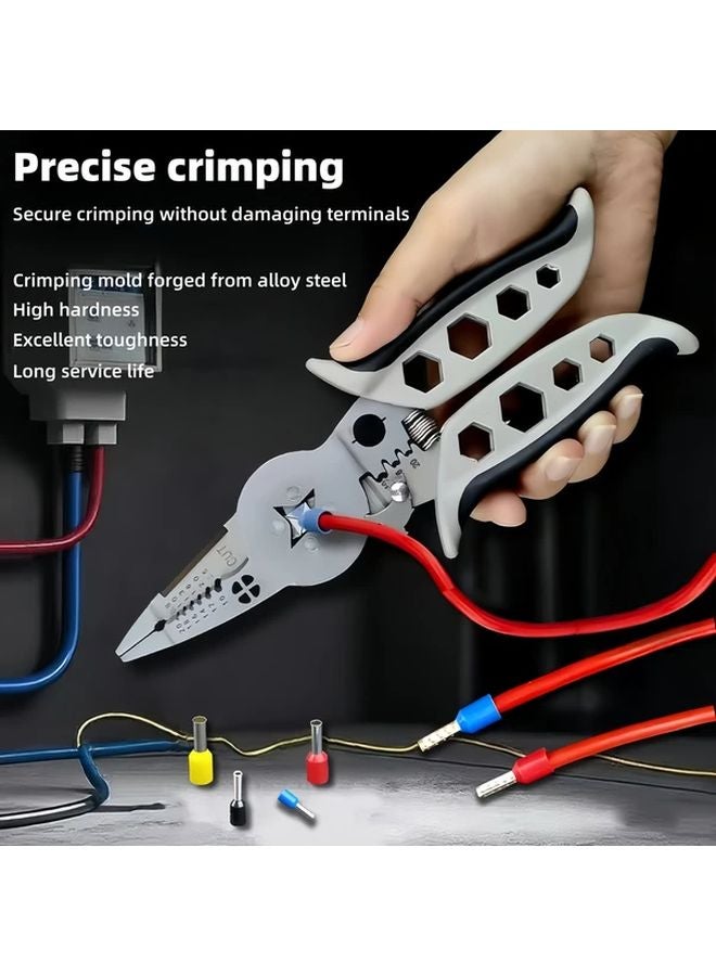 1pc Multi Functional Electrician Crimping Stripping Pliers All in One Tool - Image 4
