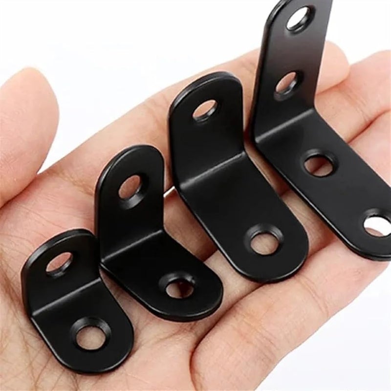 RWRAPS 10pcs Heavy Duty L Shaped Brackets Right Angle Corner Braces Furniture Hardware Black - Image 3