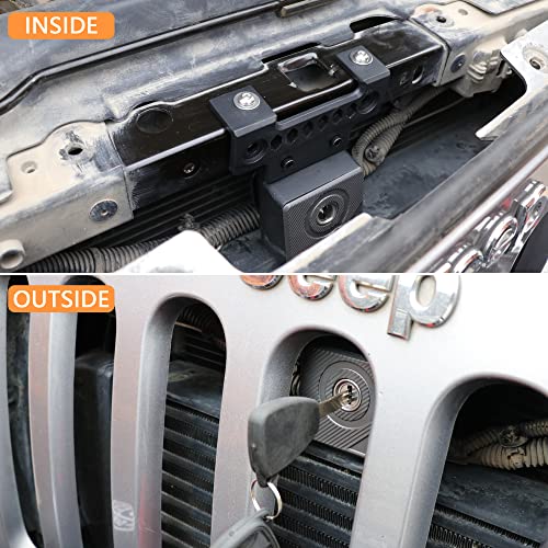 RERPRO قفل غطاء محرك RERPRO JK لسيارة جيب رانجلر JK JKU Unlimited من 2007-2018، قفل أمان مخفي ضد السرقة، قطعة واحدة باللون الأسود مع مفتاحين - Image 3