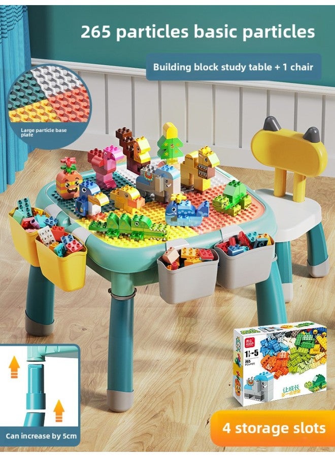 متوافقة مع طاولة مكعبات بناء ليجو فيلي، ألعاب مجمعة متعددة الوظائف للأطفال الأولاد يتعلمون جزيئات كبيرة لون الطفل: طاولة مكعبات بناء قابلة للتعديل + كرسي واحد + 265 أساس - Image 1
