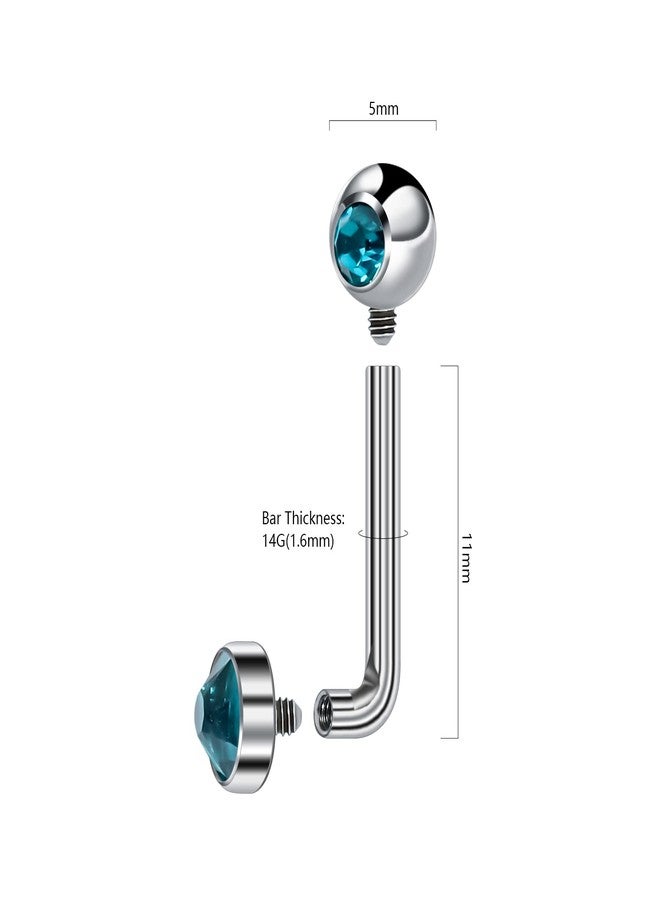 BLISI 14G Solid Titanium Christina Piercing Barbell VCH Ring Bar Genital Jewelry Vertical Hood (Blue Zircon-USA) - Image 2