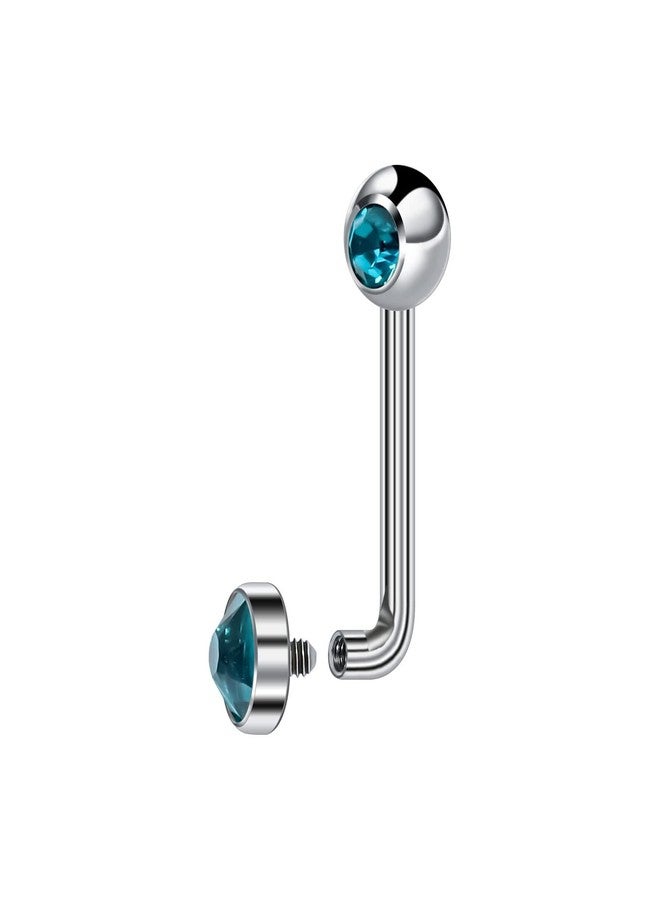 BLISI 14G Solid Titanium Christina Piercing Barbell VCH Ring Bar Genital Jewelry Vertical Hood (Blue Zircon-USA) - Image 1
