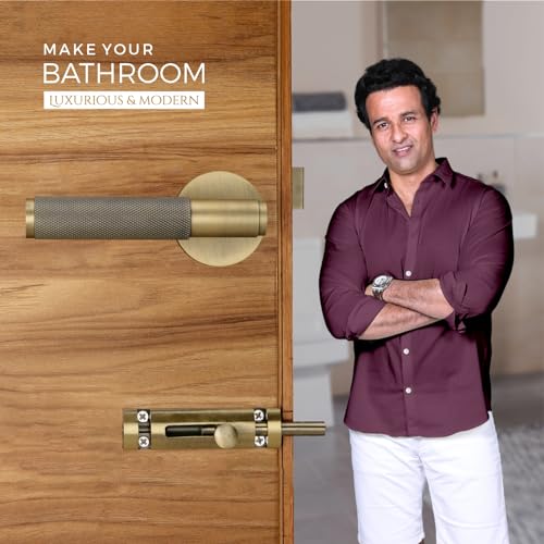 LAPO Door Lock Set for Bathroom Use | Brass Latch | 45x45 Lock Body | Keyless Operation | Reversible fit| Ideal for 30–50mm Door Range | Antique Finish | 3 Years Warranty | Ro-2100 - Image 2