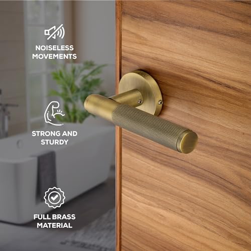 LAPO Door Lock Set for Bathroom Use | Brass Latch | 45x45 Lock Body | Keyless Operation | Reversible fit| Ideal for 30–50mm Door Range | Antique Finish | 3 Years Warranty | Ro-2100 - Image 3