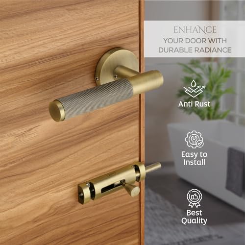 LAPO Door Lock Set for Bathroom Use | Brass Latch | 45x45 Lock Body | Keyless Operation | Reversible fit| Ideal for 30–50mm Door Range | Antique Finish | 3 Years Warranty | Ro-2100 - Image 4