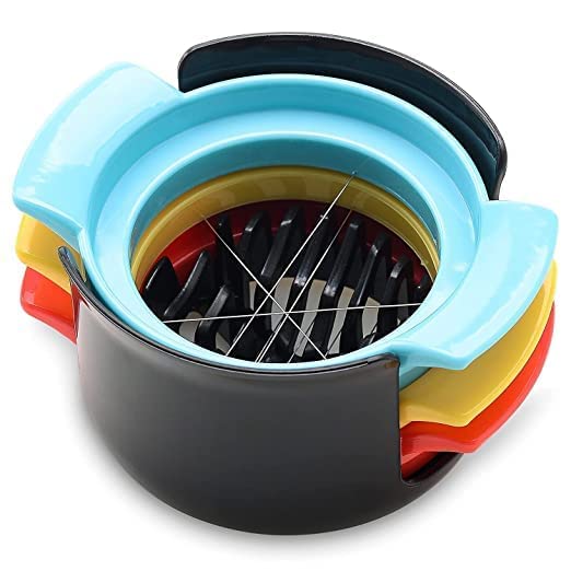 NAIDEV Boiled Egg Cutter Handy Fruit Food Slicing Kitchen Mini Egg Slicer Cutter Kitchen Gadget with Stainless Steel Blades ABS Egg Cutter for Home Eggs Fruit ChopperDividerDicer Kitchen Cutlery - Image 1