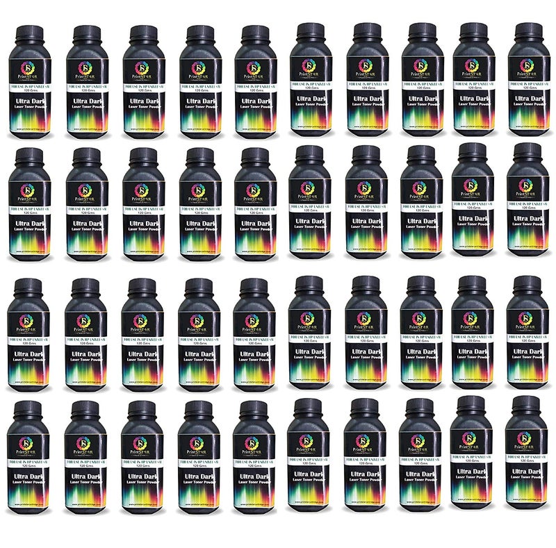 Print Star Ultra Dark Black Toner Powder for Use in HP 12A, 15A, 49A, 53A, 55A, 28A, 26A, 05A, 280A, 79A, 16A, 11A, 51A, 64A Canon FX9, 103, 703, 903 (120GM) (Pack of 40) - Image 1